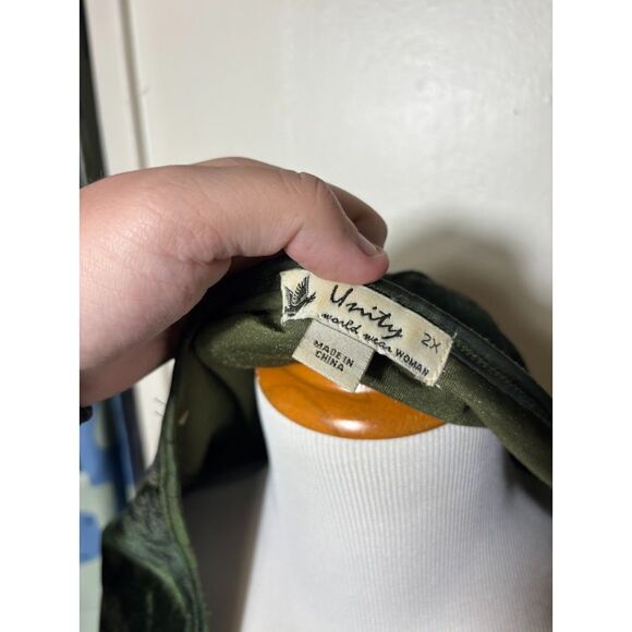 Unity World Wear Women's Blouse Tunic 2X Velvet Green whimsygoth witchy boho - Picture 4 of 4